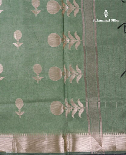 Beautiful Light Green Semi Tussar Fancy Saree With Medium Border