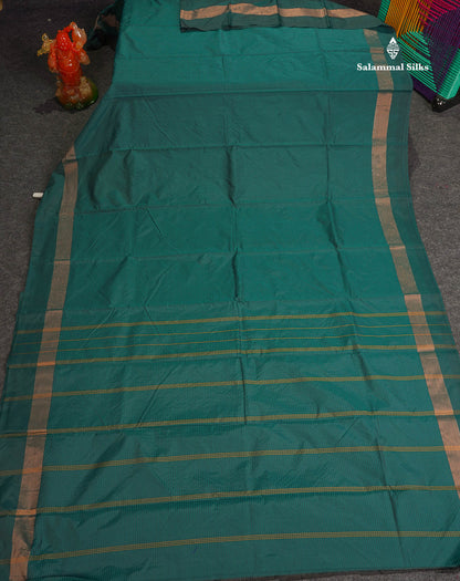 Semi Silk Saree - Teal Green Colour Body With Zari Border
