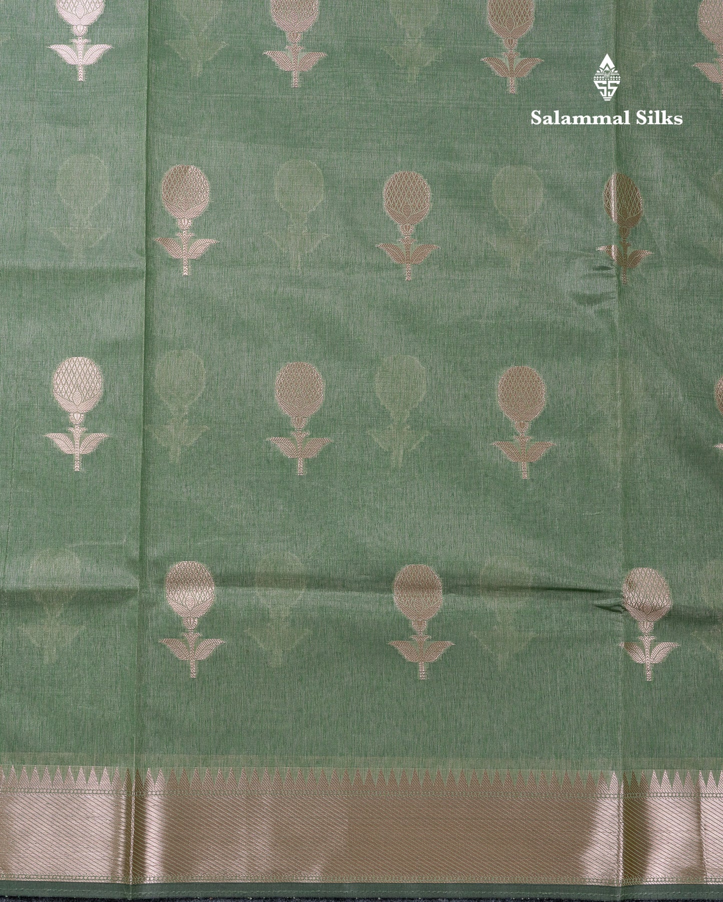Beautiful Light Green Semi Tussar Fancy Saree With Medium Border