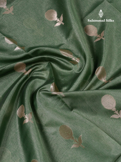Beautiful Light Green Semi Tussar Fancy Saree With Medium Border