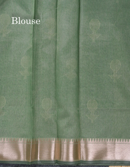 Beautiful Light Green Semi Tussar Fancy Saree With Medium Border