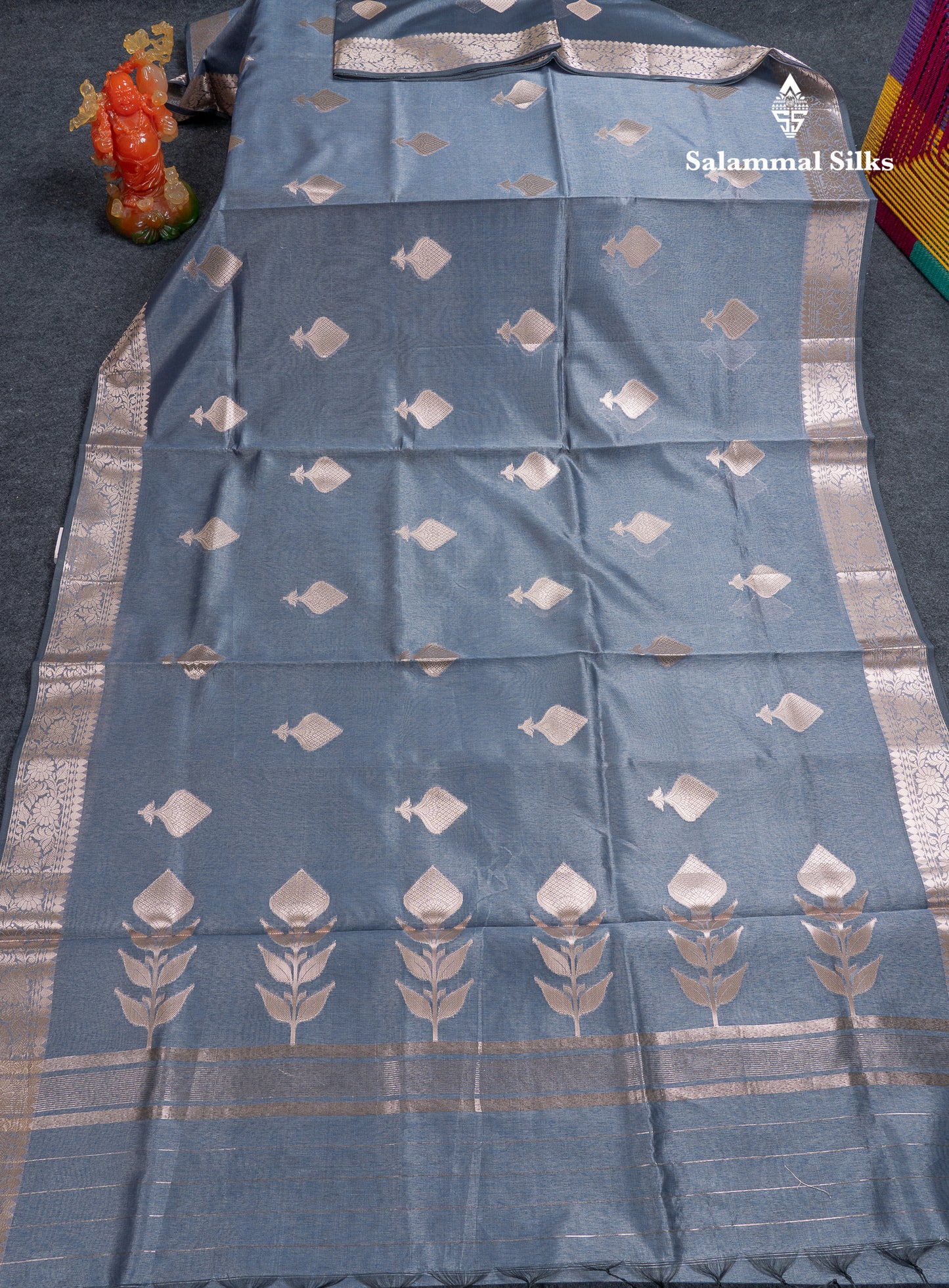 Beautiful Chocolate Semi Tussar Fancy Saree With Medium Border