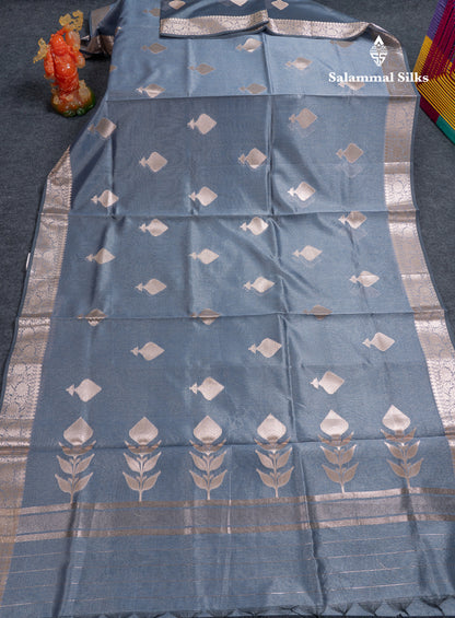 Beautiful Chocolate Semi Tussar Fancy Saree With Medium Border