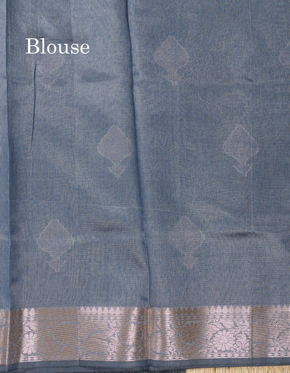 Beautiful Chocolate Semi Tussar Fancy Saree With Medium Border