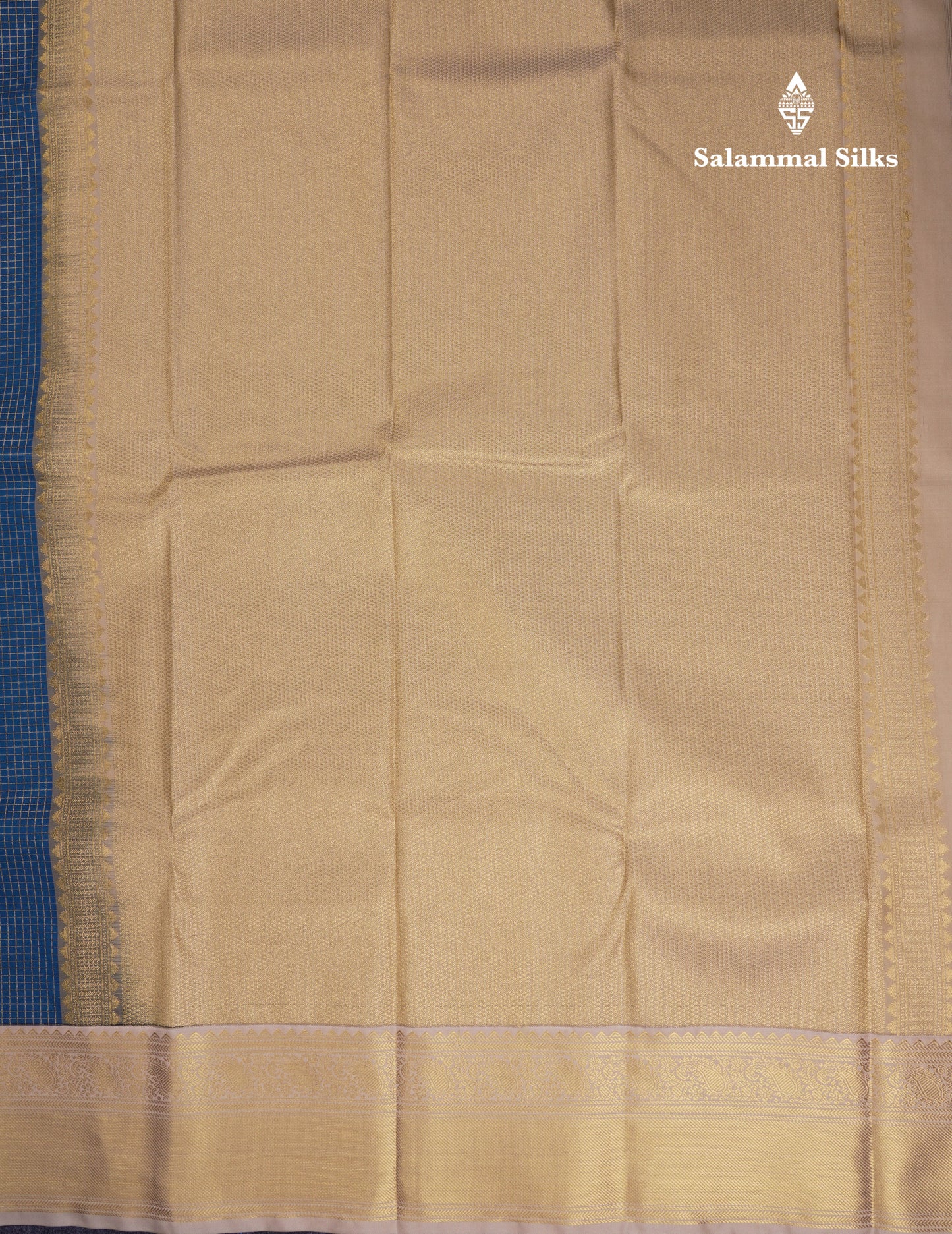 Beautiful Ramar Blue Checks With Butta Semi Silk Saree With Contrast Sandal Traditional Border