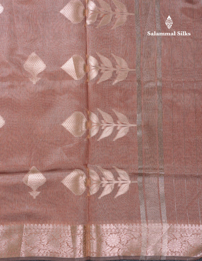 Beautiful Chocolate Semi Tussar Fancy Saree With Medium Border