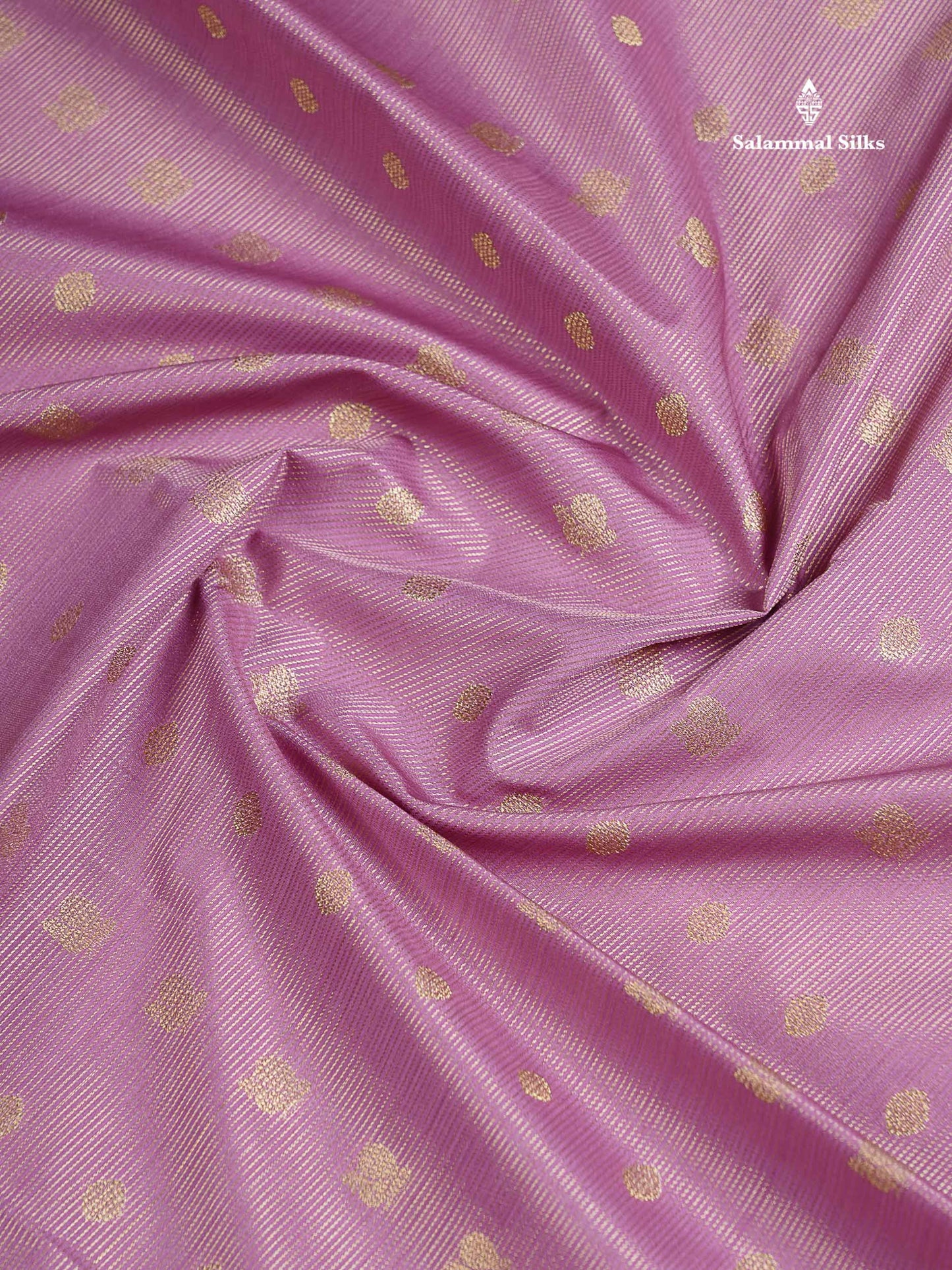 Semi Silk Saree - Light Lavender Traditional Buttas With Vaira Oosi Lines Along With Contrast Dark Brown Border