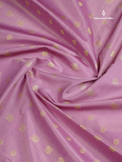 Semi Silk Saree - Light Lavender Traditional Buttas With Vaira Oosi Lines Along With Contrast Dark Brown Border