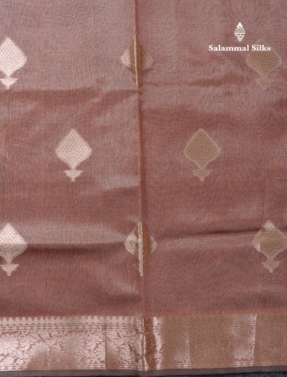 Beautiful Chocolate Semi Tussar Fancy Saree With Medium Border