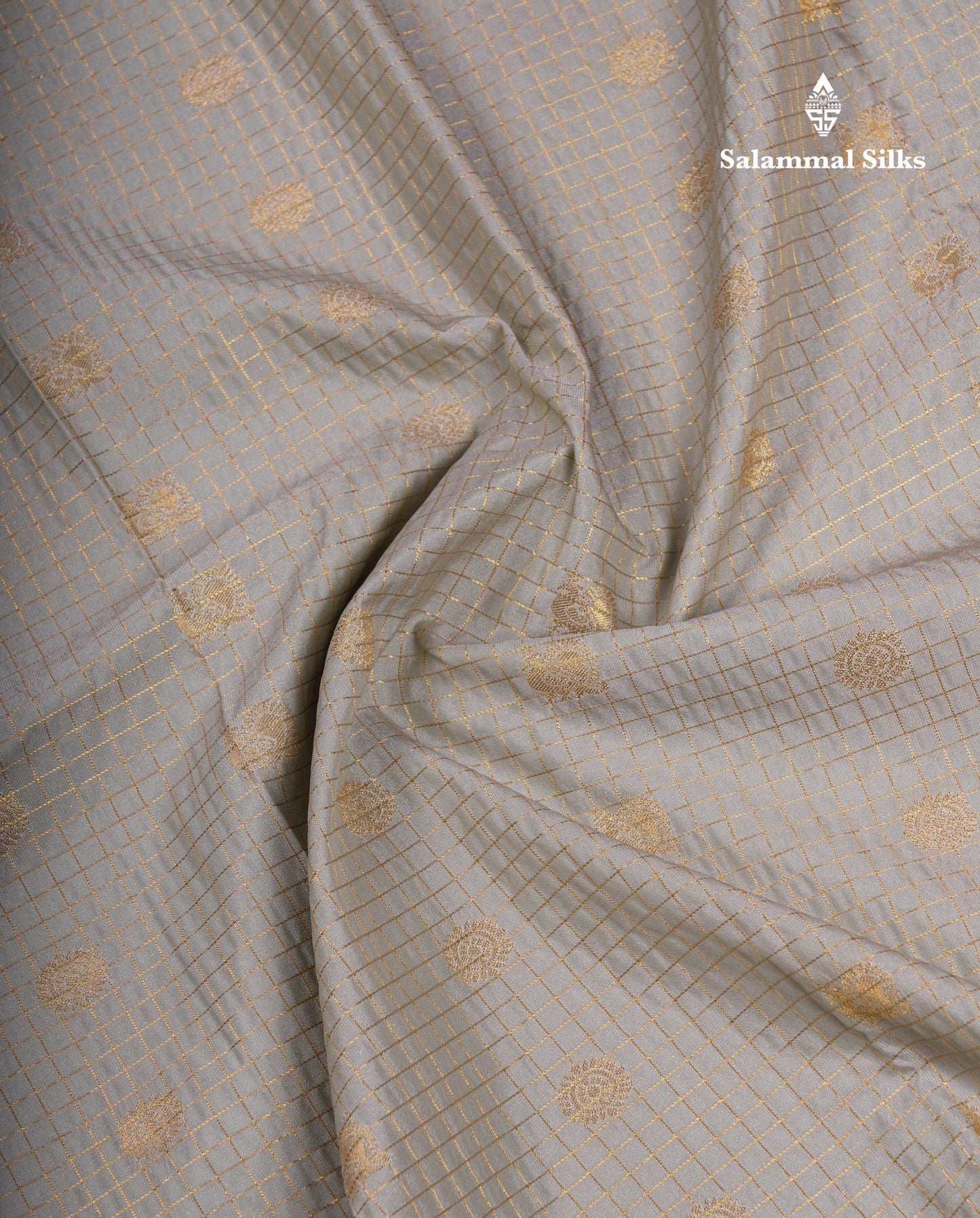 Beautiful Grey White Checks With Butta Semi Silk Saree With Contrast Pink Traditional Rettapet Border