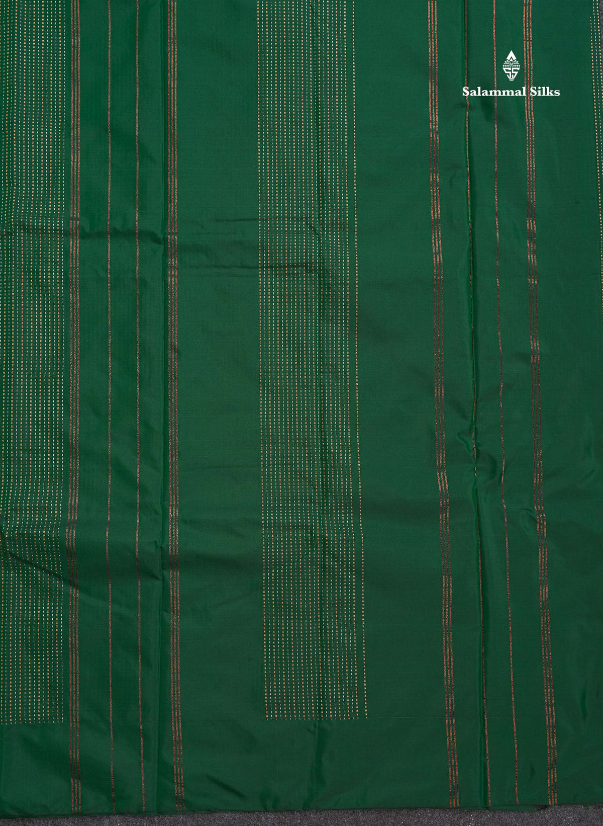 Semi Silk Saree - Bottle Green Colour Body Copper & Silver Zari Vertical Lines With Blouse