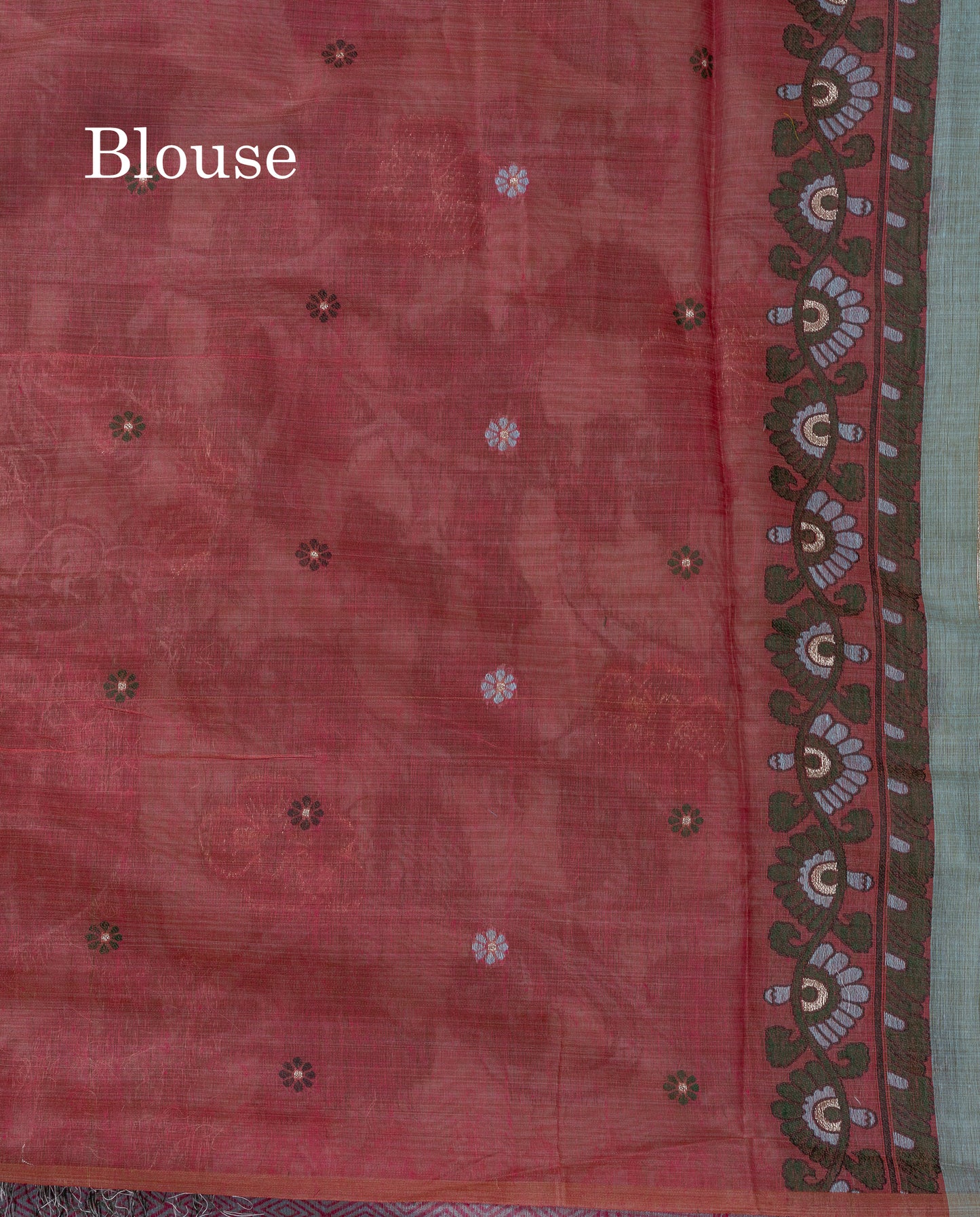 Beautiful Dual Tone Light Blue Menakari Work Muga Cotton Saree With Contrast Maroon Blouse
