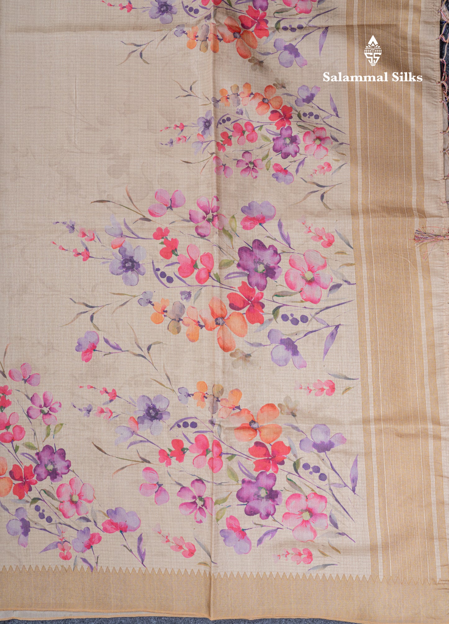 Sandal Semi Tussar Fancy Saree With Self Blouse