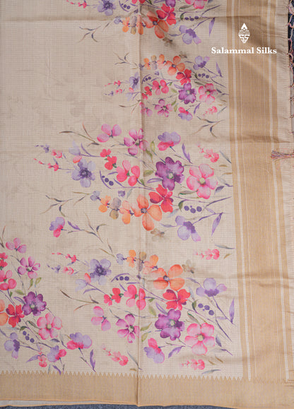 Sandal Semi Tussar Fancy Saree With Self Blouse
