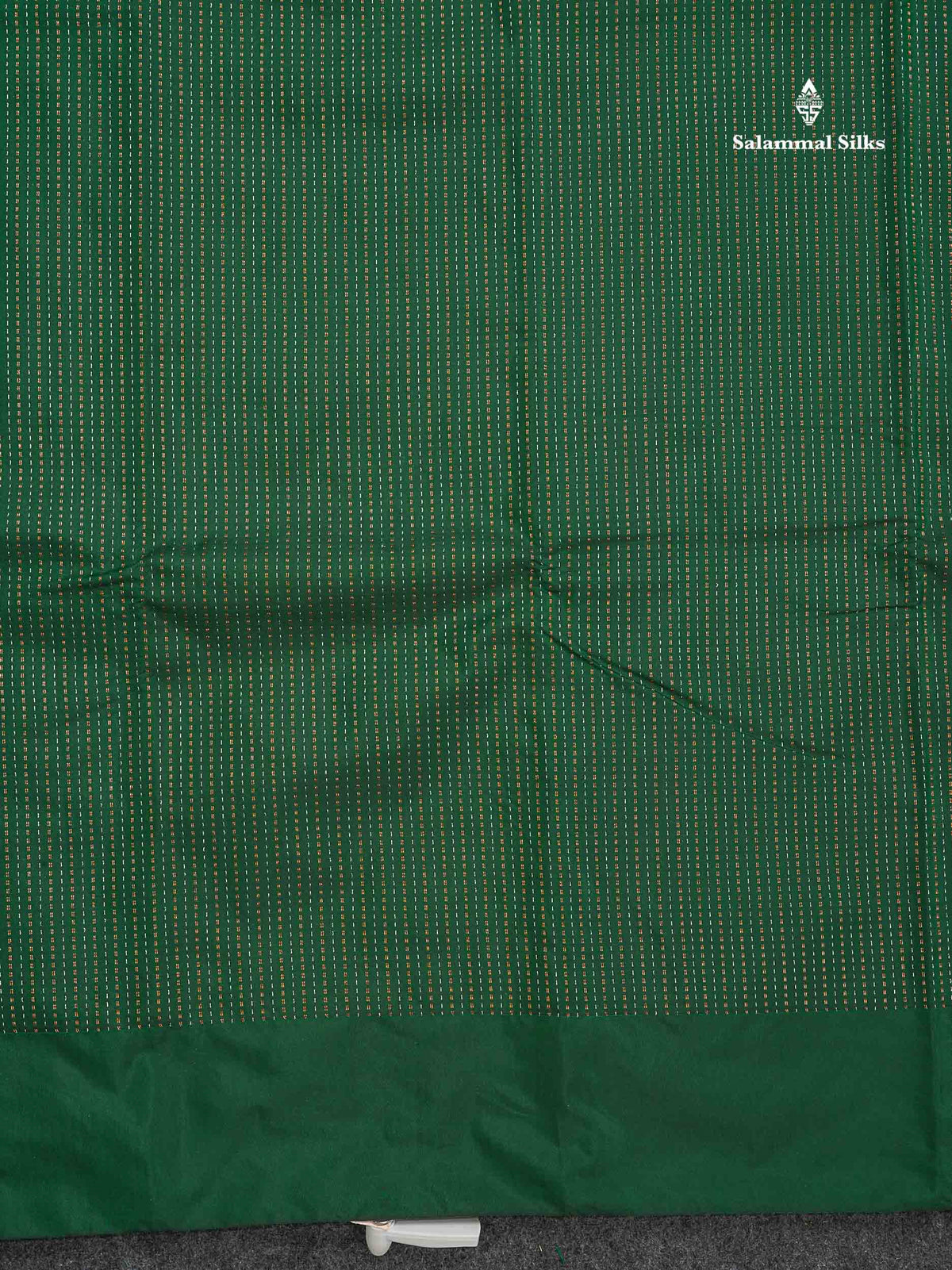 Semi Silk Saree - Bottle Green Colour Body Copper & Silver Zari Vertical Lines With Blouse