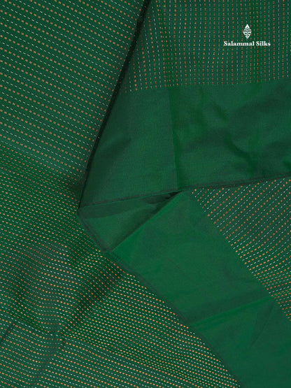 Semi Silk Saree - Bottle Green Colour Body Copper & Silver Zari Vertical Lines With Blouse