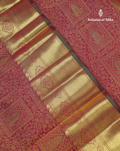 Beautiful Dark Maroon Menakari Work Bridal 2G Pure Kanjivaram Silk Saree With Traditional Border