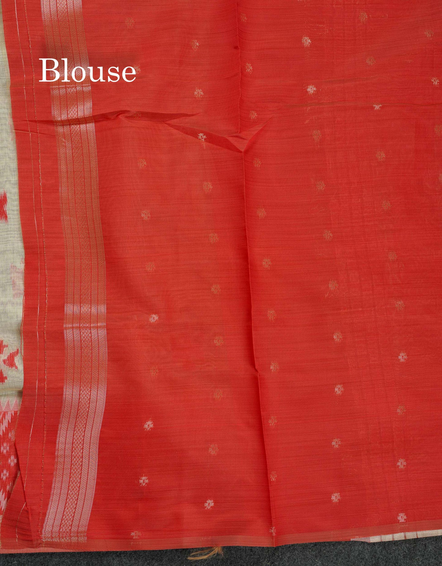 Elegant Cream Sandal Ikkat Style Cotton Mix Saree With Contrast Peacock Blue Border