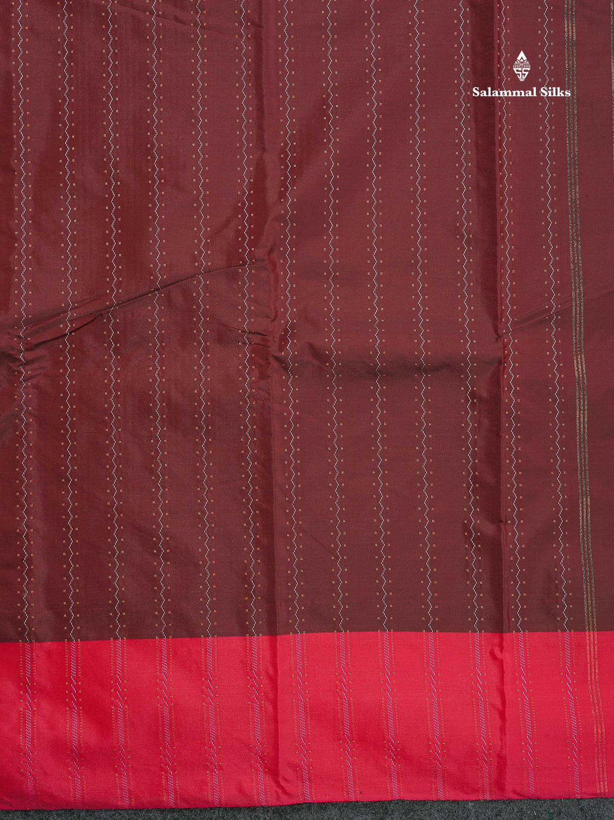 Semi Silk Saree - Brown Colour Body Wave Lines With & Contrast Pink Border