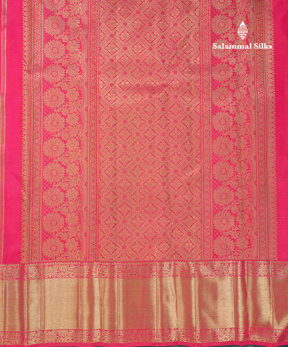 Beautiful Pink Menakari Work Bridal 2G Pure Kanjivaram Silk Saree With Traditional Evening Morning Border
