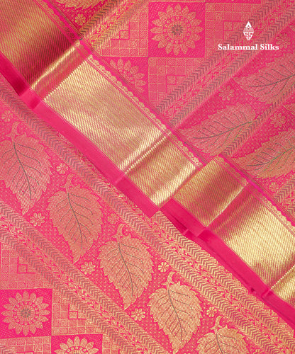 Beautiful Pink Menakari Work Bridal 2G Pure Kanjivaram Silk Saree With Traditional Evening Morning Border