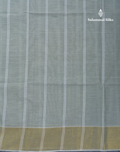 Light Olive Green Jute Cotton Fancy Saree With Self Plain Blouse