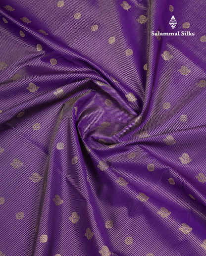 Beautiful Violet Vaira Oosi Lines With Butta Semi Silk Saree With Contrast Pink Border