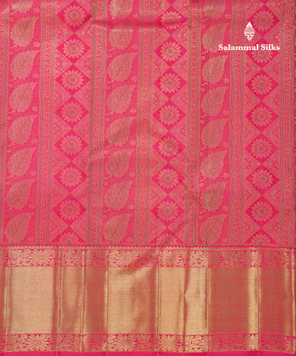 Beautiful Pink Menakari Work Bridal 2G Pure Kanjivaram Silk Saree With Traditional Evening Morning Border