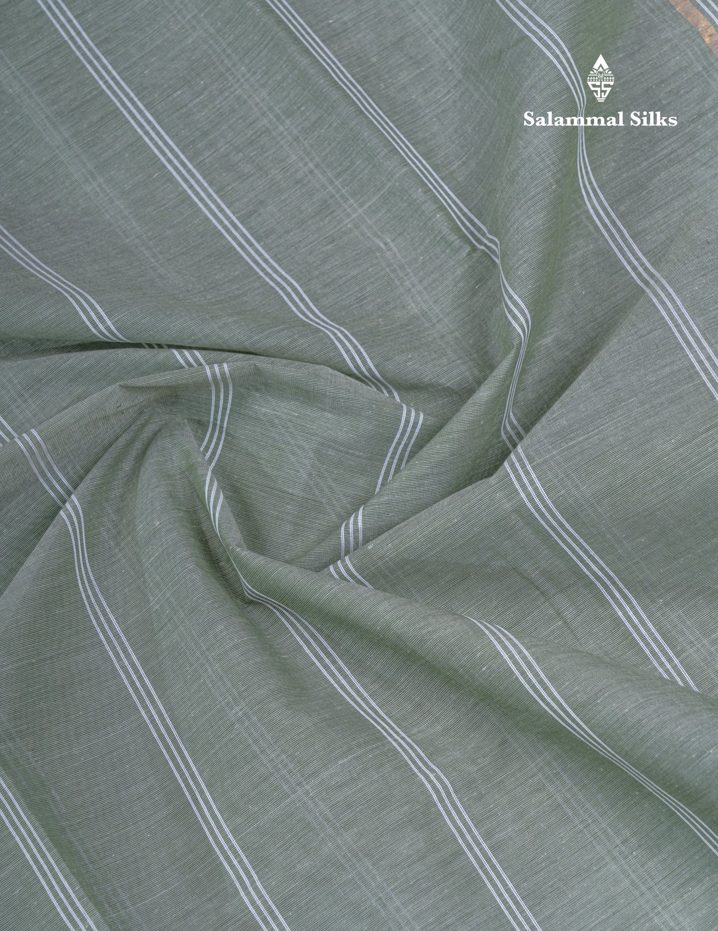 Light Olive Green Jute Cotton Fancy Saree With Self Plain Blouse