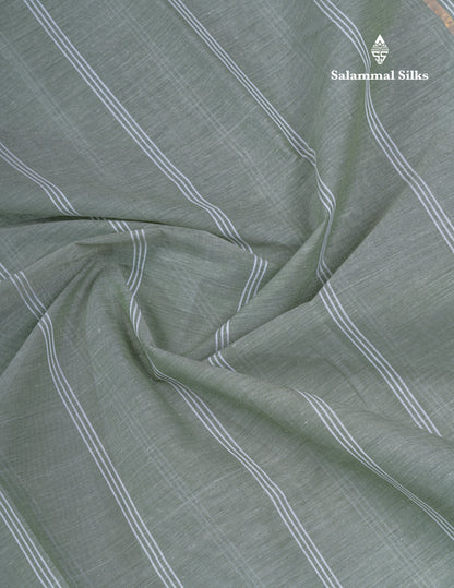 Light Olive Green Jute Cotton Fancy Saree With Self Plain Blouse