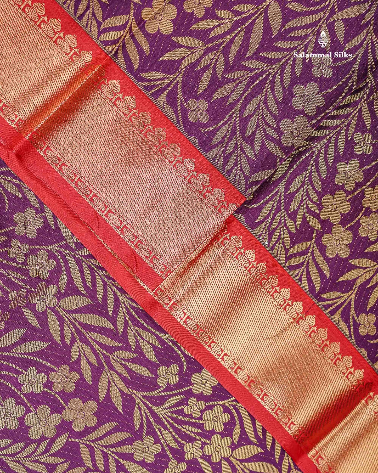 Bridal Semi Silk Saree - Dark Purple Along With Contrast Red Traditional Evening Morning Border