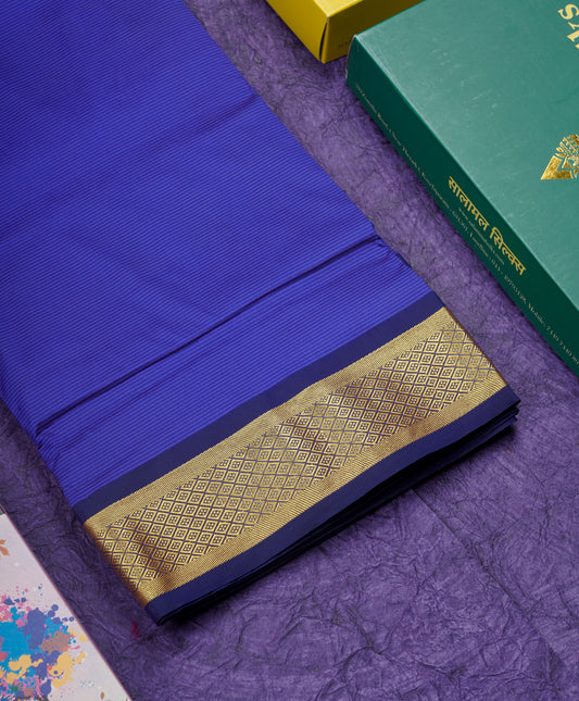 9 Yards Semi Silk Saree Violet With Traditional Border