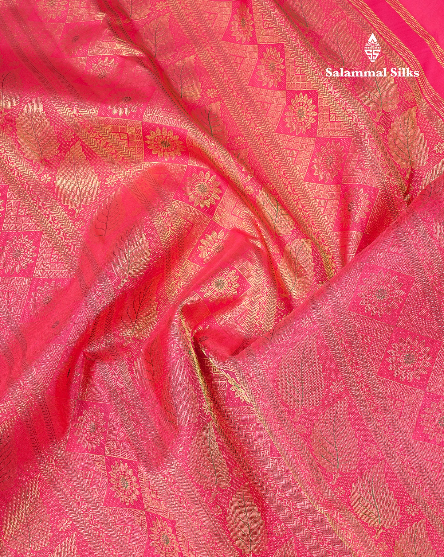 Beautiful Pink Menakari Work Bridal 2G Pure Kanjivaram Silk Saree With Traditional Evening Morning Border
