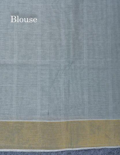 Light Olive Green Jute Cotton Fancy Saree With Self Plain Blouse