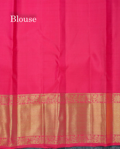 Beautiful Pink Menakari Work Bridal 2G Pure Kanjivaram Silk Saree With Traditional Evening Morning Border