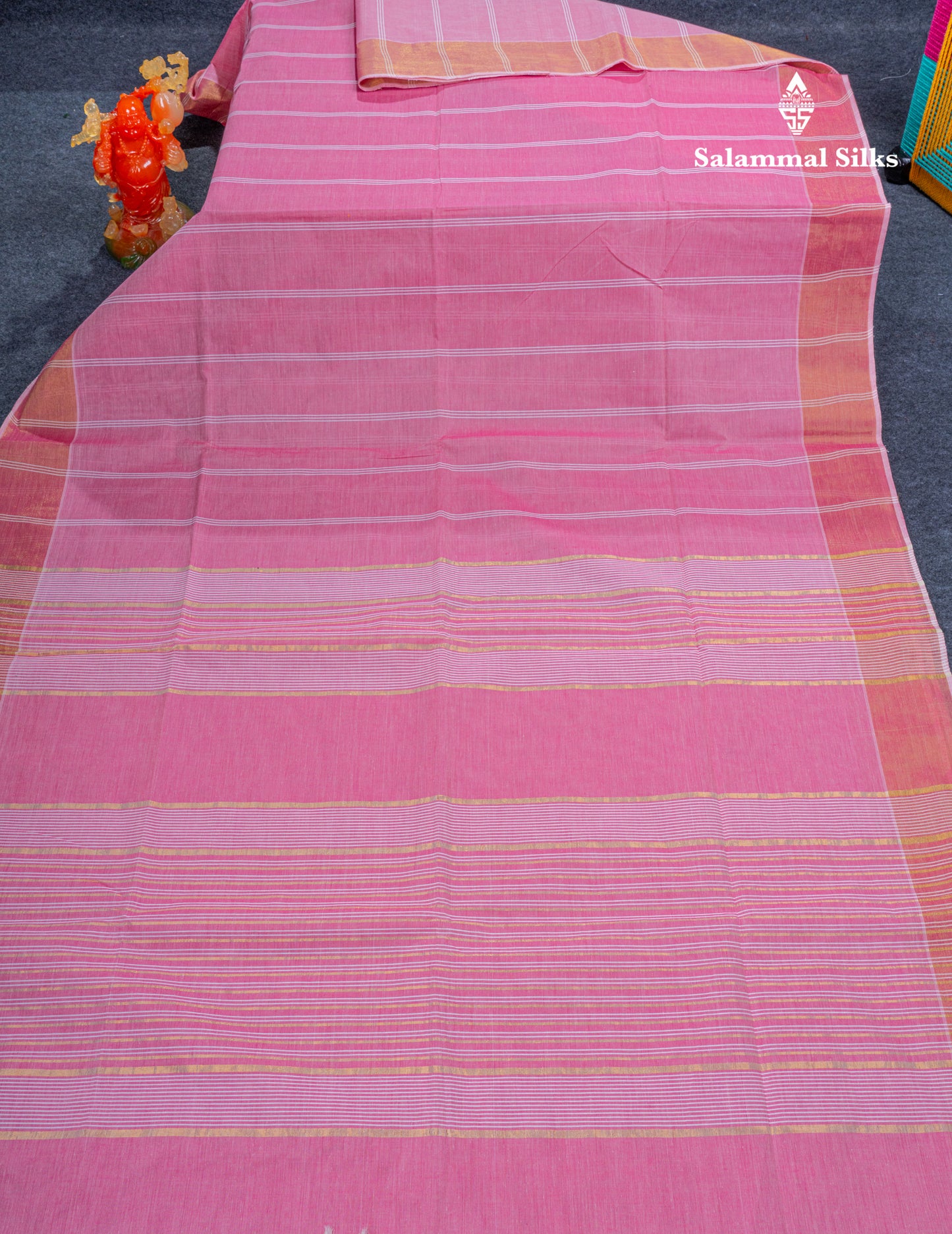 Light Olive Green Jute Cotton Fancy Saree With Self Plain Blouse