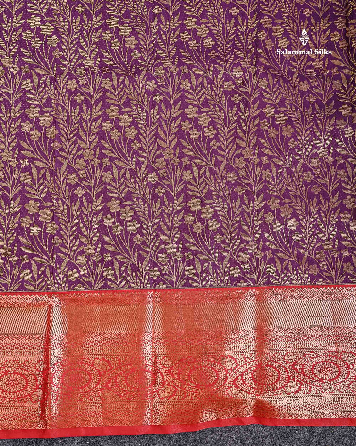 Bridal Semi Silk Saree - Dark Purple Along With Contrast Red Traditional Evening Morning Border