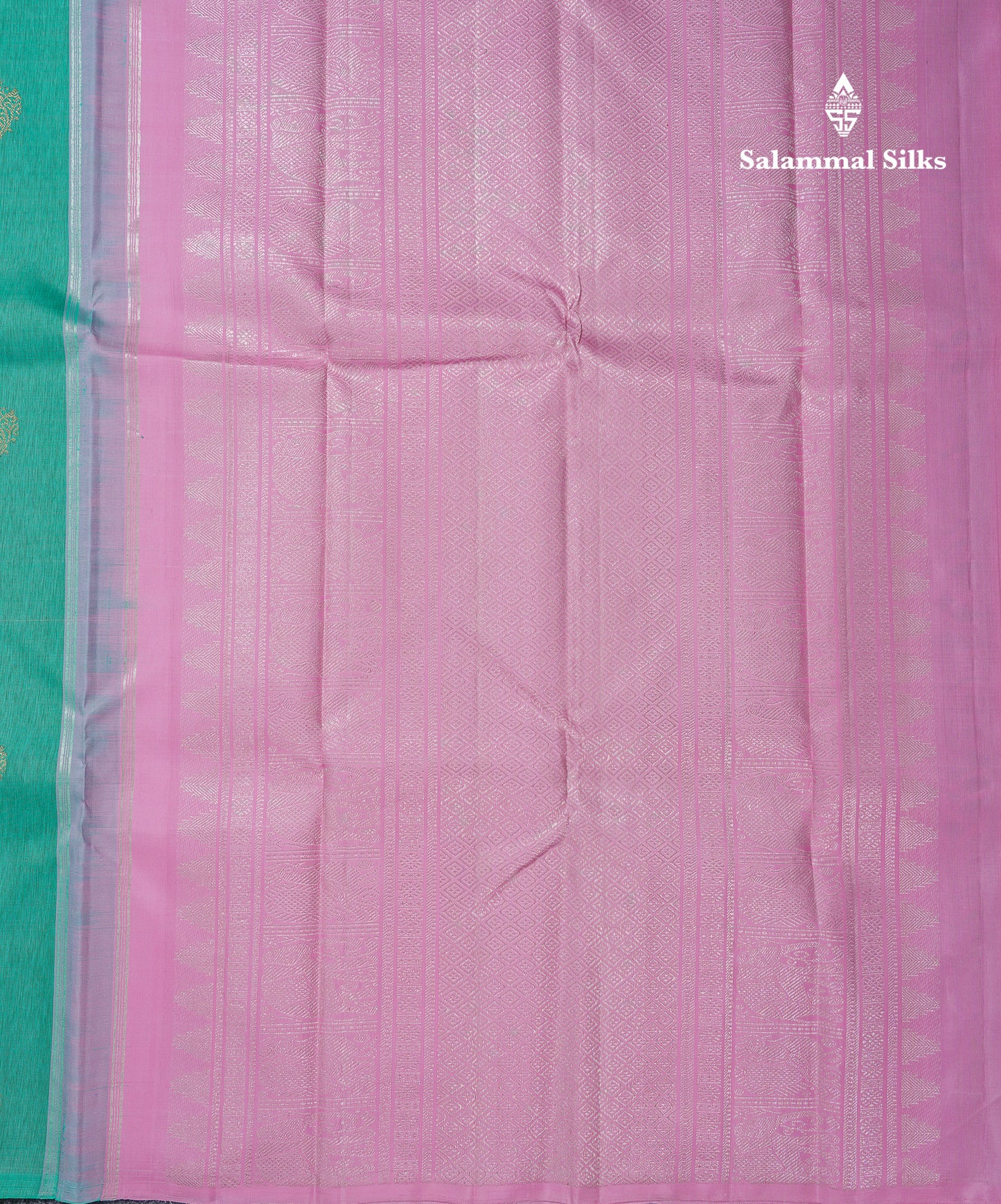 Beautiful Sea Blue Body Stripe Buttas Fancy Pure Kanjivaram Silk Saree With Contrast Baby Pink Blouse