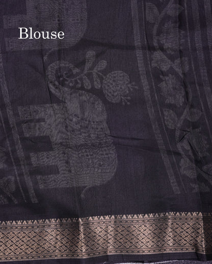 Beautiful White Mahu Silk Fancy Saree With Contrast Black Blouse