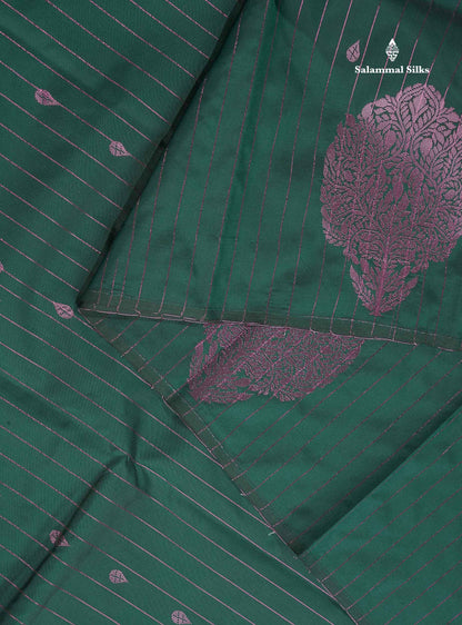 Semi Silk Saree - Purple Colour Body Vertical Lines With Butta & Blouse