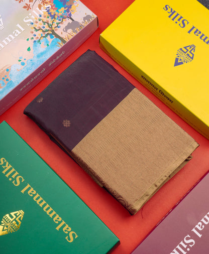 Magenta Pure Mix Saree With Contrast Sandal Border