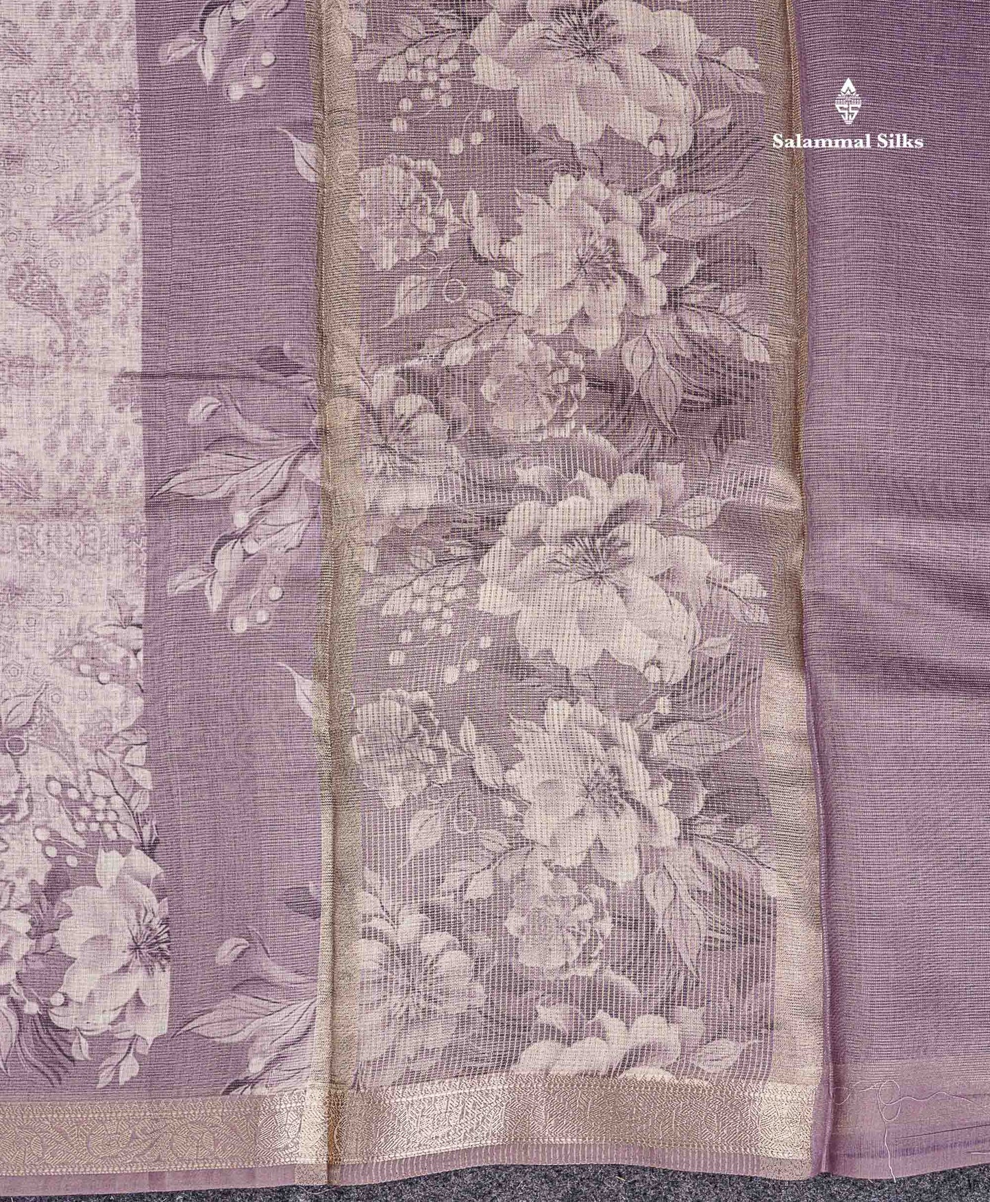 Silk Kota Mix - Light Violet Vaira Oosi Lines Fancy Saree With Small Border