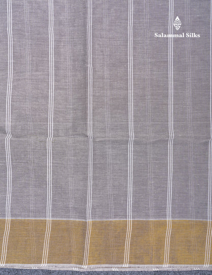Light Olive Green Jute Cotton Fancy Saree With Self Plain Blouse