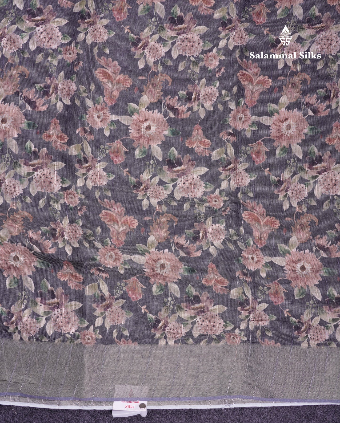 Beautiful Greenish Grey Mixed Cotton Fancy Saree With Tissue Border