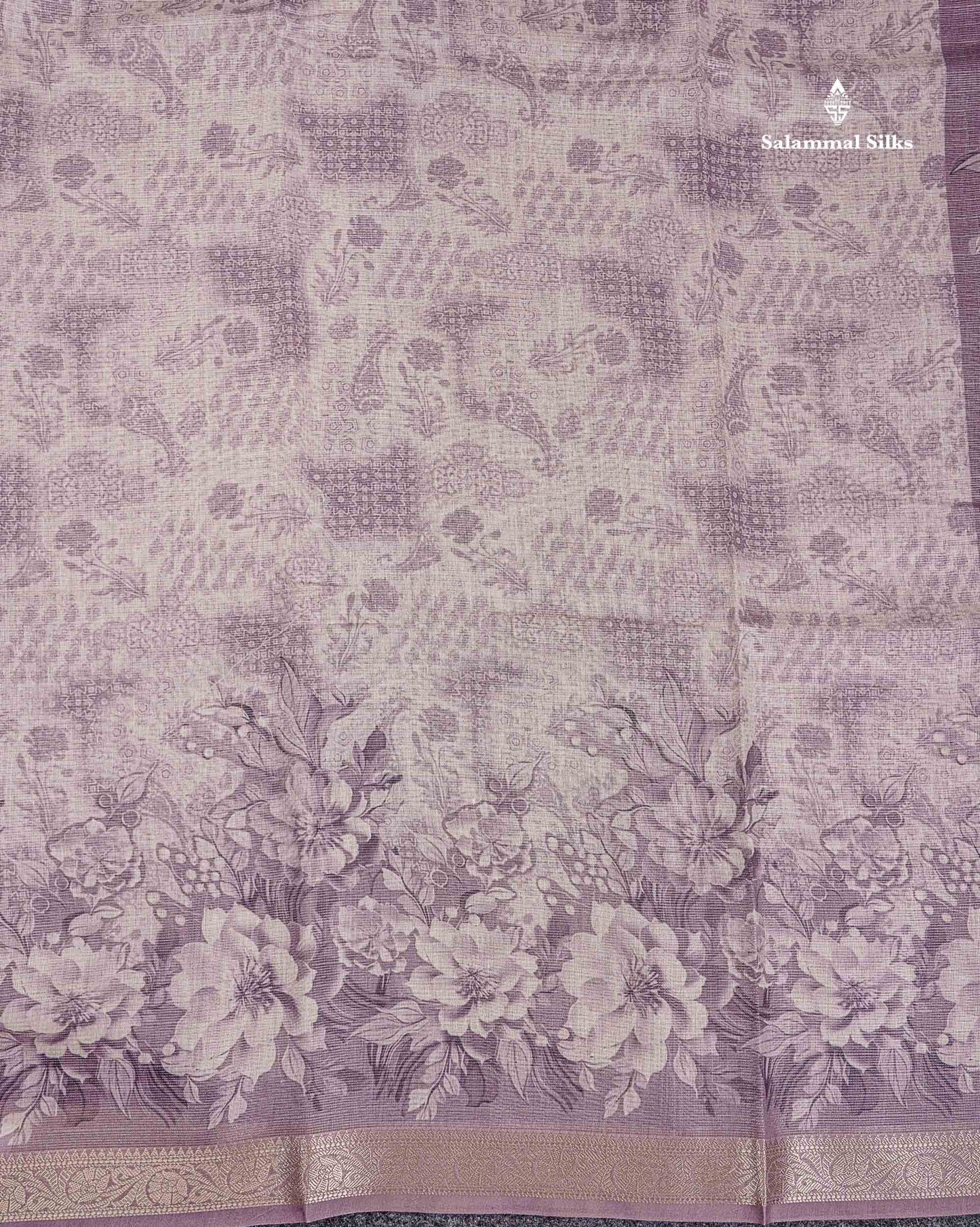 Silk Kota Mix - Light Violet Vaira Oosi Lines Fancy Saree With Small Border