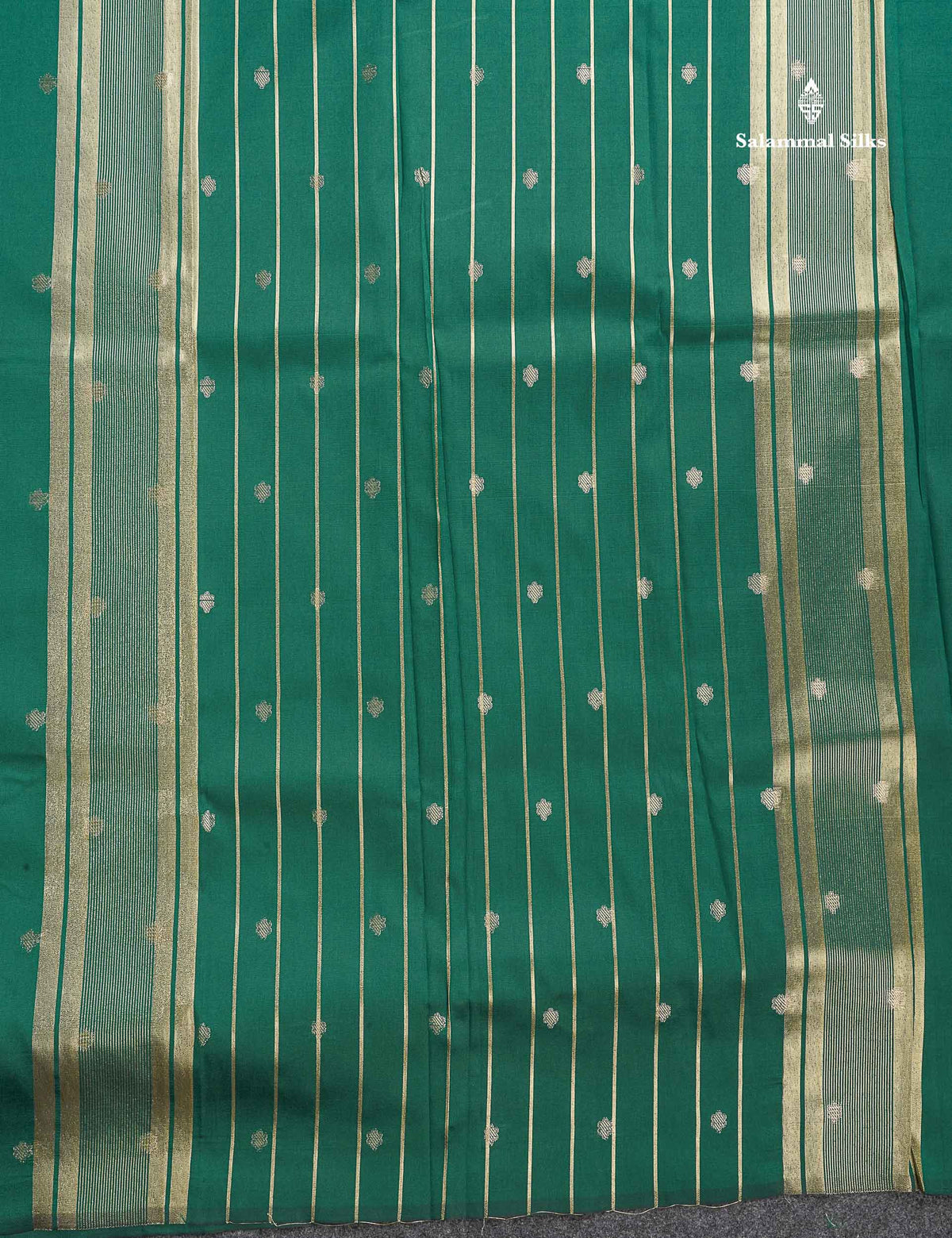 Semi Silk Saree - Teal Green Colour Body & Zari Butta With Blouse
