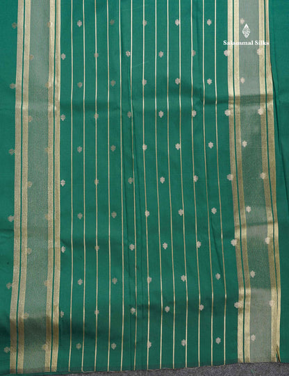 Semi Silk Saree - Teal Green Colour Body & Zari Butta With Blouse