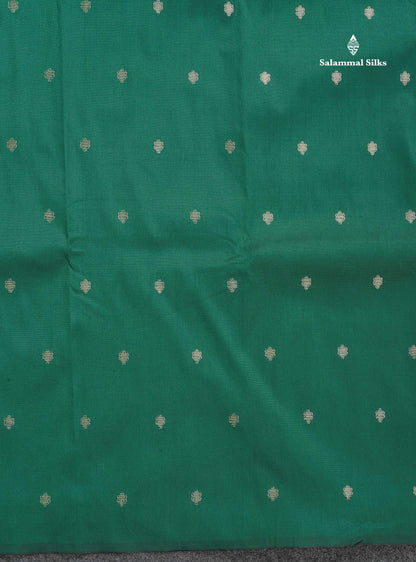 Semi Silk Saree - Teal Green Colour Body & Zari Butta With Blouse