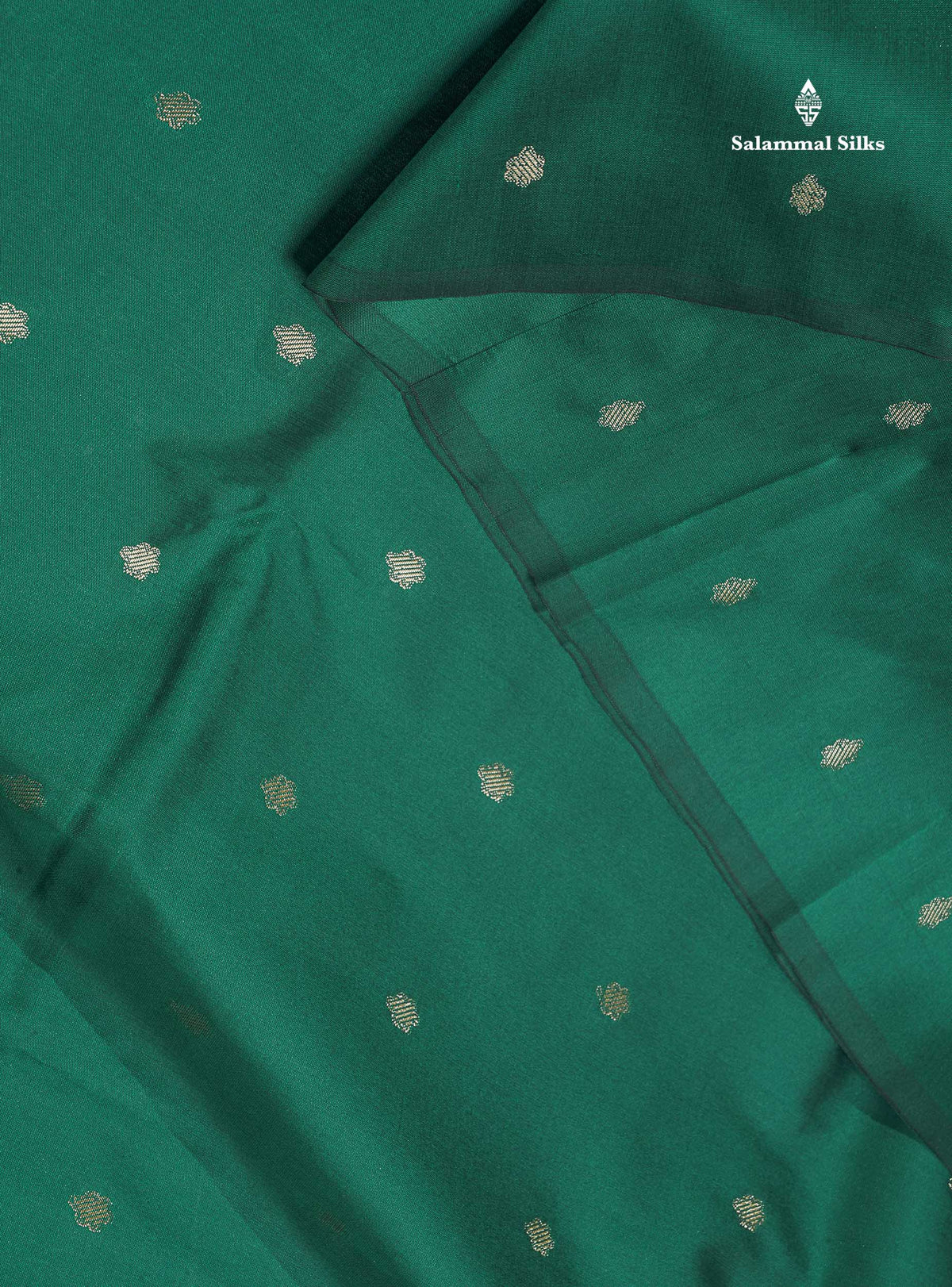 Semi Silk Saree - Teal Green Colour Body & Zari Butta With Blouse