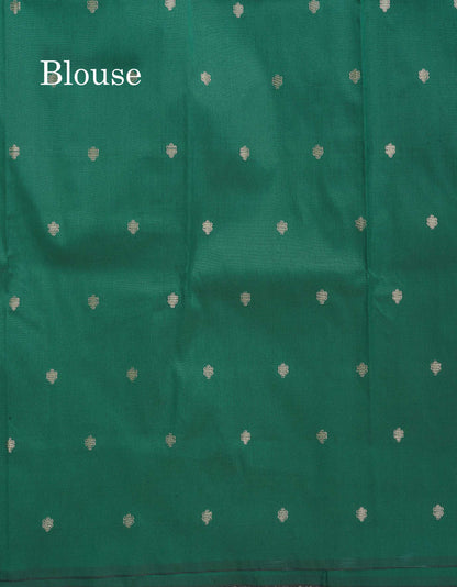 Semi Silk Saree - Teal Green Colour Body & Zari Butta With Blouse